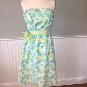 Lilly Pulitzer strapless dress scalloped neck